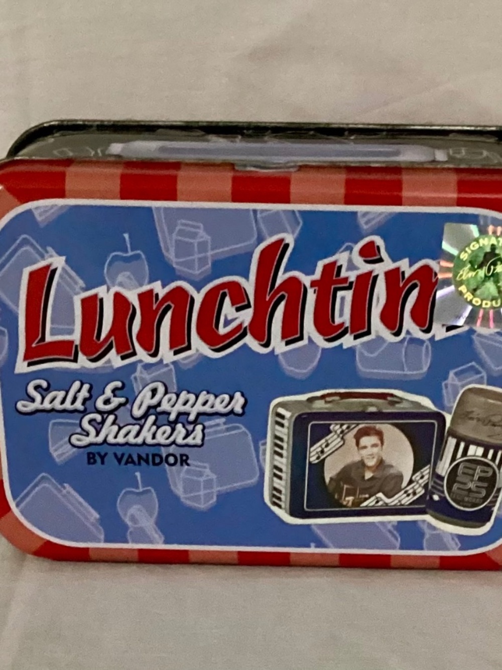 Elvis Presley Lunchtime Salt & Pepper Shakers in Tin